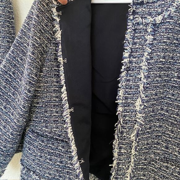Ann Taylor Skirt Suit Tweed Blue & White Fringe Detail A-Line Skirt Women's 14 - Picture 11 of 13